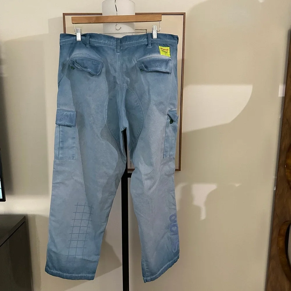 Supervsn Mens Studio Cargo Pants‎ Blue denim wash  Size Large